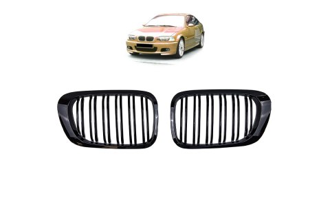 Grill BMW 3 E46 podwójne żeberka Gloss Black