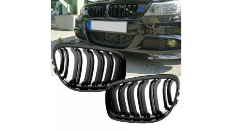 Grill BMW 3 E90 E91 Facelift podwójne żeberka Matt Black