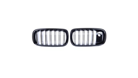 Grill BMW X5 F15 F85 X6 F16 F86 podwójne żeberka Gloss Black camera