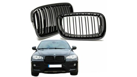 Grill BMW X6 E71 E72 X5 E70 podwójne żeberka Gloss Black