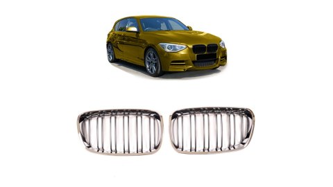 Grill BMW 1 F20 F21 podwójne żeberka Chrome & Black