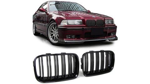 Grill BMW 3 E36 Facelift Compact podwójne żeberka Gloss Black