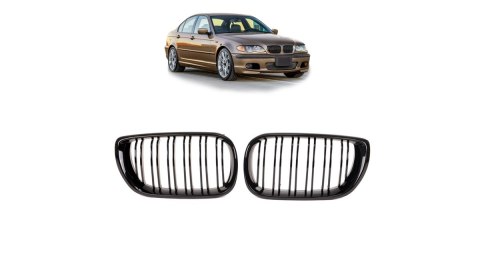 Grill BMW 3 E46 Facelift Compact podwójne żeberka Gloss Black