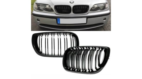 Grill BMW 3 E46 Facelift Compact podwójne żeberka Gloss Black