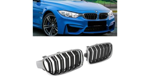 Grill BMW 3 F30 F31 podwójne żeberka Chrome & Black