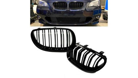 Grill BMW 5 E60 E61 podwójne żeberka Gloss Black