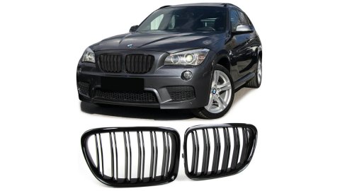 Grill BMW X1 E84 podwójne żeberka Gloss Black