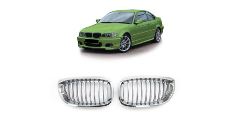 Grill BMW 3 E46 Facelift pojedyncze żeberka Chrome