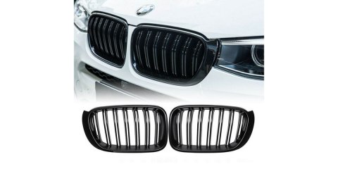 Grill BMW X3 F25 X4 F26 Facelift podwójne żeberka Gloss Black