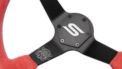 Kierownica SLIDE 350mm offset:90mm Zamsz Red