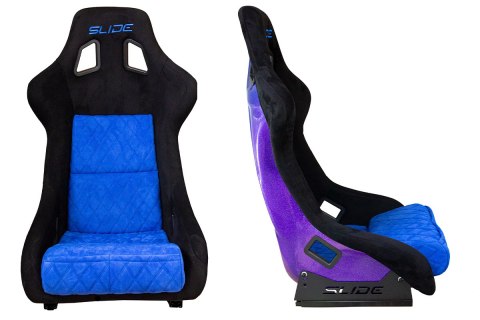 Fotel sportowy SLIDE KS2 Premium Black & Quilted Blue Welur Purple-Blue Glitter