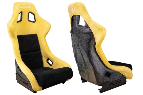 Fotel sportowy SLIDE KS2 Premium Black & Yellow Welur Black Glitter