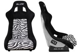 Fotel sportowy SLIDE KS2 Premium Black & Zebra Welur Silver Glitter
