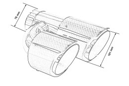 Końcówka Tłumika 101mmx2 wejście 76mm Carbon Gloss Zestaw