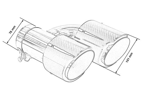 Końcówka Tłumika 101mmx2 wejście 76mm Carbon Gloss Zestaw