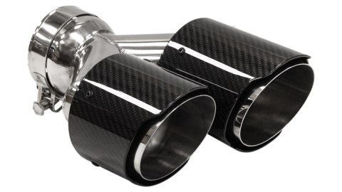 Końcówka Tłumika 101mmx2 wejście 76mm Carbon Gloss Zestaw