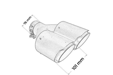 Końcówka tłumika 101mmx2 wejście 76mm Carbon Matt