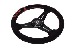Kierownica SLIDE 330mm offset:45mm Zamsz Red