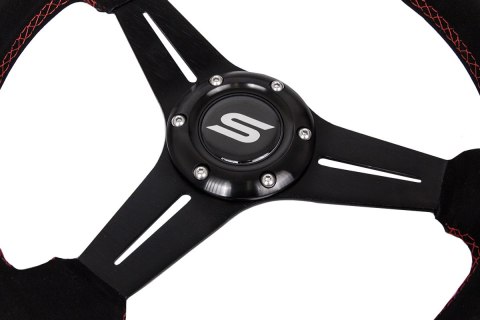 Kierownica SLIDE 330mm offset:45mm Zamsz Red