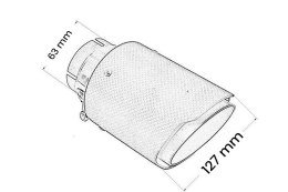 Końcówka tłumika 127mm wejście 63mm Carbon Gloss