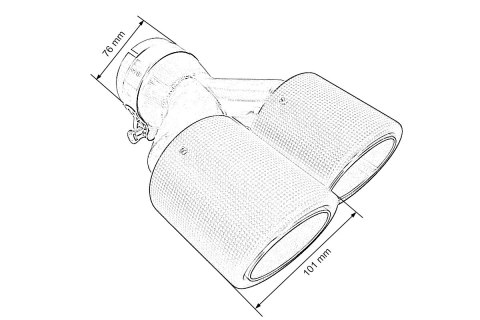 Końcówka tłumika 101mmx2 wejście 76mm Carbon Matt Prawa