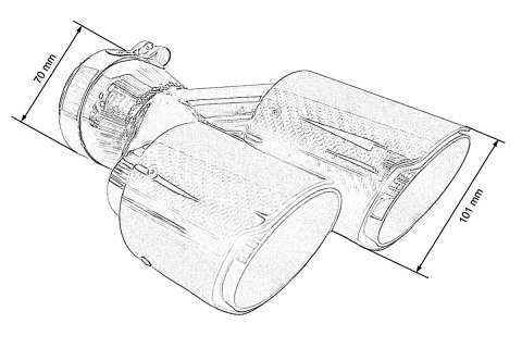 Końcówka tłumika 101mmx2 wejście 70mm Carbon Gloss Zestaw