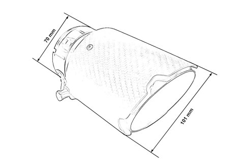 Końcówka tłumika 101mm wejście 70mm Carbon Matt