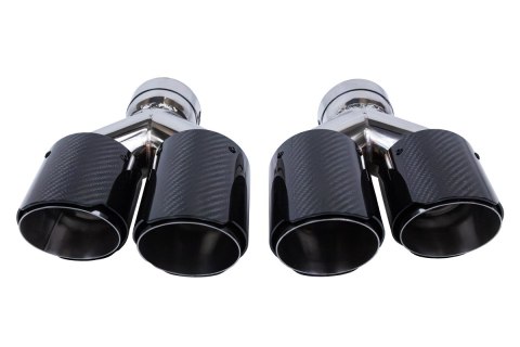 Końcówka tłumika 89mmx2 wejście 70mm Carbon Gloss Zestaw