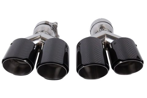 Końcówka tłumika 89mmx2 wejście 76mm Carbon Gloss Zestaw