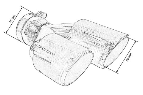 Końcówka tłumika 89mmx2 wejście 76mm Carbon Gloss Zestaw