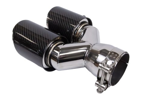Końcówka tłumika 89mmx2 wejście 76mm Carbon Gloss Zestaw