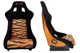 Fotel sportowy SLIDE KS2 Premium Orange Black & Grafic Tiger Welur Orange Glitter