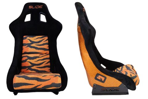 Fotel sportowy SLIDE KS2 Premium Orange Black & Grafic Tiger Welur Orange Glitter