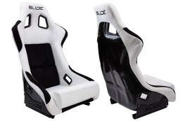 Fotel sportowy SLIDE KS2 Premium White & Black Welur Carbon