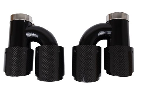 Końcówka Tłumika 101mmx2 wejście 63mm Carbon Gloss Zestaw