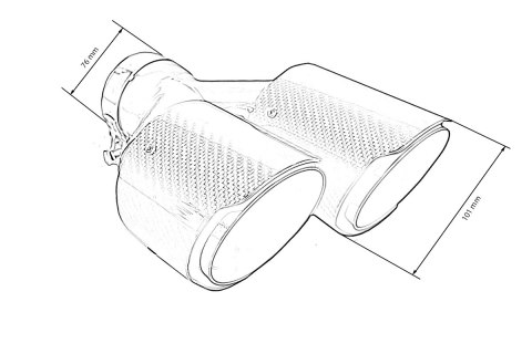 Końcówka Tłumika 101mmx2 wejście 76mm Carbon Gloss Zestaw
