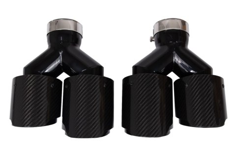 Końcówka Tłumika 101mmx2 wejście 76mm Carbon Gloss Zestaw