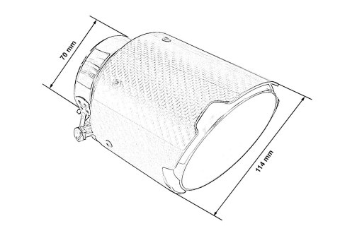 Końcówka tłumika 114mm wejście 70mm Carbon Gloss