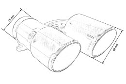 Końcówka tłumika 89mmx2 wejście 70mm Carbon Gloss Zestaw