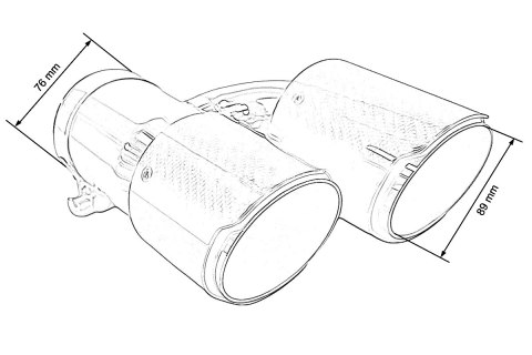 Końcówka tłumika 89mmx2 wejście 76mm Carbon Gloss Zestaw