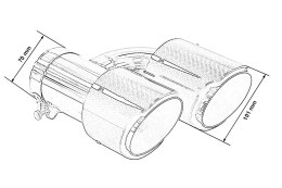 Końcówka tłumika 101mmx2 wejście 70mm Carbon Gloss Zestaw