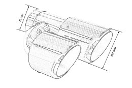 Końcówka tłumika 101mmx2 wejście 70mm Carbon Gloss Zestaw
