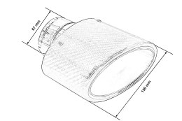 Końcówka tłumika 150x90mm wejście 67mm Carbon Gloss