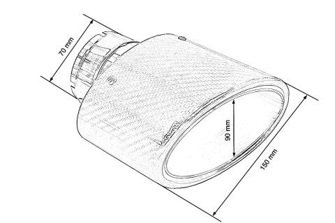Końcówka tłumika 150x90mm wejście 70mm Carbon Gloss