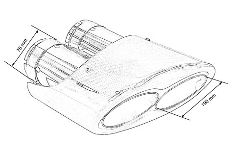 Końcówka tłumika 190mmx2 wejście 76mm Carbon Gloss Zestaw