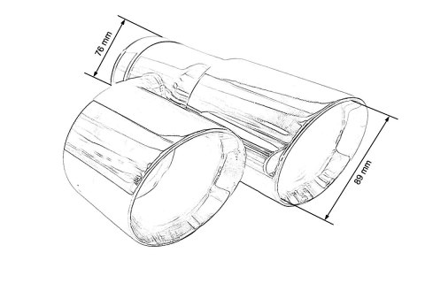 Końcówka tłumika 89mmx2 wejście 76mm Polerowana Zestaw