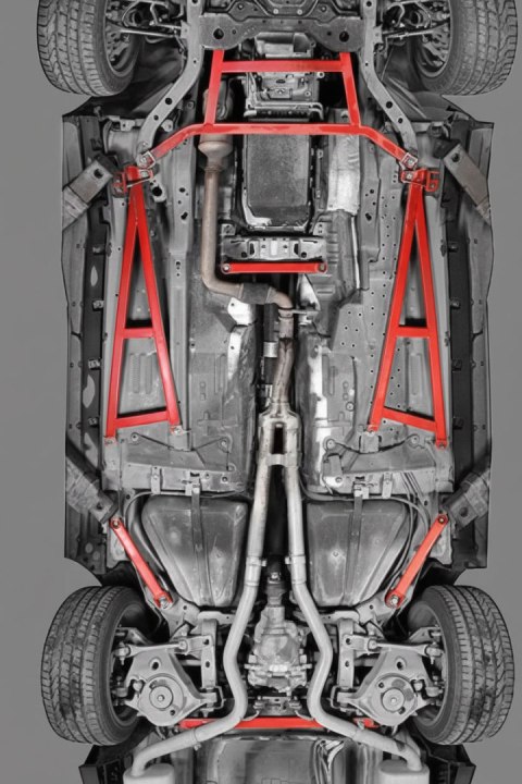 Rozpórka Ford Mustang VI S550 środkowa dolna Red Aluminium