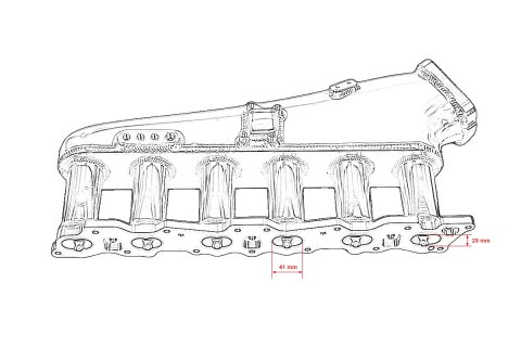 Kolektor ssący Nissan RB20 z przepustnicą i listwą paliwową