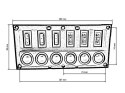 Przełączniki 12/24V IP68 ON-OFFx6, 6xB 3x5A 2x10A 1x15A, LED IP68