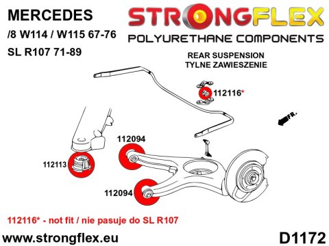 Tuleja belki tylnej SPORT - Mercedes W123 (76-86)
